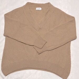 R Label Chunky V-neck Wool and Cashmere Sweater